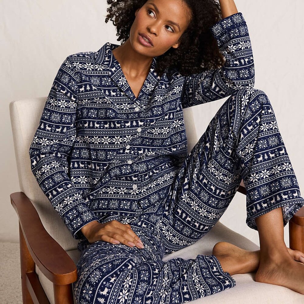 Women's Flannel 2 Piece Pajama Set - Long Sleeve Shirt and Pants